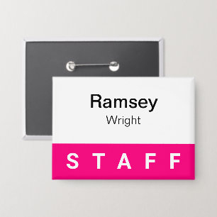 Hot Pink Staff Abzeichen 3,5 Zoll Name Markierung Button
