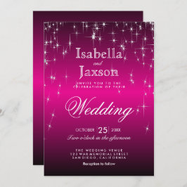 Hot Pink Star Lights Hochzeitseinladung Einladung