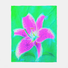 Hot Pink Stargazer Liege auf Türkis und Grün Fleecedecke