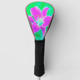 Hot Pink Stargazer Liege auf Türkis und Grün Golf Headcover