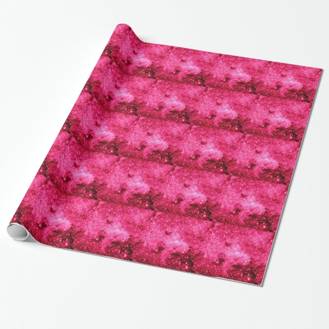 Hot Pink Stars Geschenkpapier (Ungerollt)