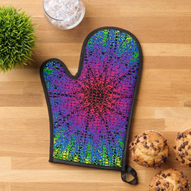 Hot Pink Sternexplosion Oven Mitt und Pot Holder Ofenhandschuh (Oben unten)