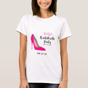 Hot Pink Stiletto High Heel Junggeselinnen-Abschie T-Shirt