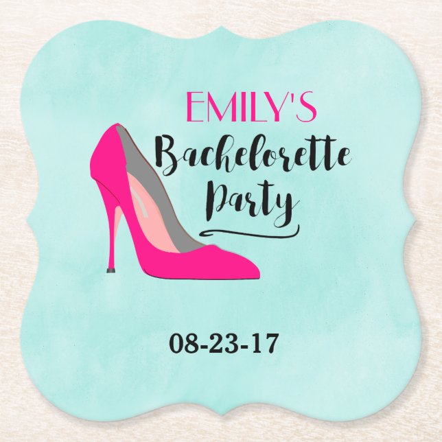 Hot Pink Stiletto High Heel Junggeselinnen-Abschie Untersetzer (Vorderseite)