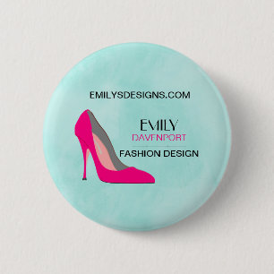 Hot Pink Stiletto High Heel Shoe Chic Business Button