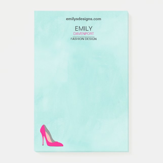 Hot Pink Stiletto High Heel Shoe Chic Business Post-it Klebezettel (Vorderseite)