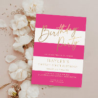 Hot Pink Stripe Gold Geburtstag