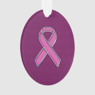 Hot Pink Style Ribbon Awareness Carbon Fibre Ornament