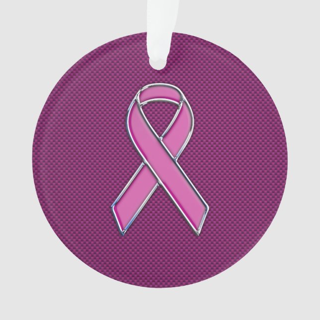 Hot Pink Style Ribbon Awareness Carbon Fibre Ornament (Vorderseite)