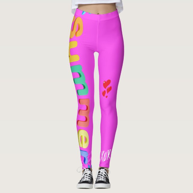 Hot Pink Summer Fun Leggings (Vorderseite)