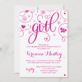 Hot Pink Super Girly Baby Dusche Einladung