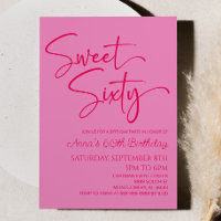 Hot Pink Sweet 60 Minimal 60. Geburtstagsparty