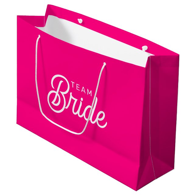 Hot Pink Team Bridge Custom Geschenktasche Große Geschenktüte (Vorderseite Schrägansicht)