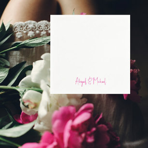 Hot Pink Text Wedding Cocktail Serviette