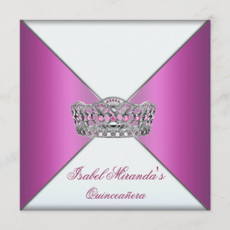 Hot Pink Tiara Quinceanera 15. Party Einladung
