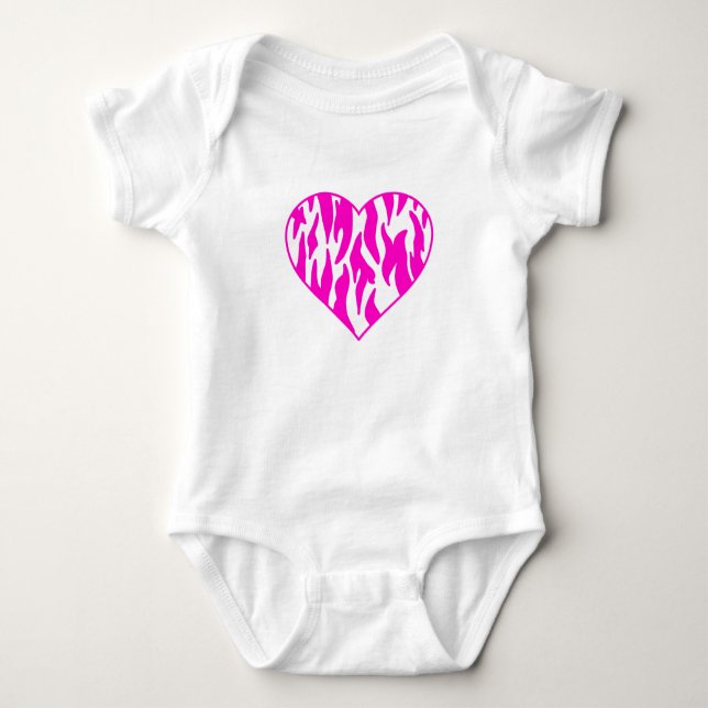 Hot Pink Tiger Print Herz Baby Strampler (Vorderseite)