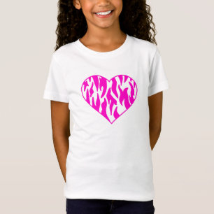 Hot Pink Tiger Print Herz T-Shirt