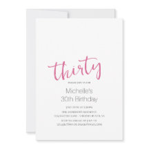 Hot Pink Trendy Moderne Minimalistisch 30. Geburts