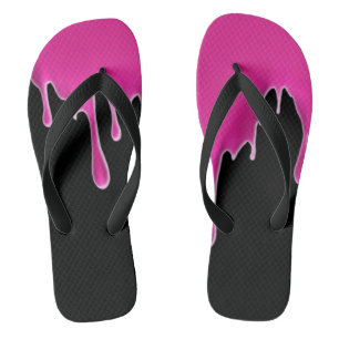 Hot Pink Tropfen Flip Flops, Erwachsene Breitband Flops