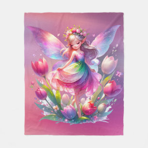 Hot Pink Tulip Fairy Princess Girls Fleecedecke