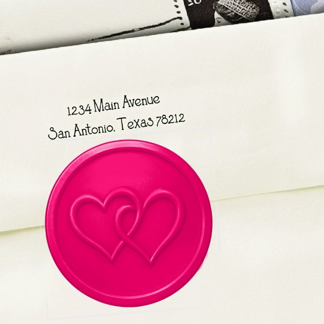 Hot Pink Two Hearts Intertwined Wedding Runder Aufkleber (Von Creator hochgeladen)