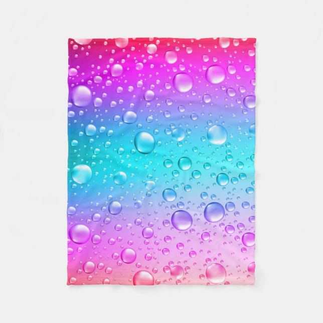 Hot Pink und Aqua Blauer Wassertropfen Fleecedecke (Vorderseite)