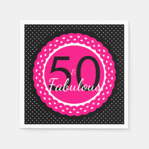Hot Pink und Black 50 & fabelhafte Geburtstagspart Serviette
