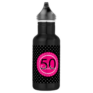 Hot Pink und Black 50 & Fabulous Geburtstagsgesche Edelstahlflasche