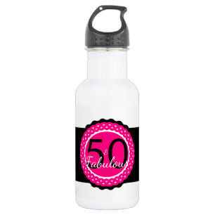 Hot Pink und Black 50 & Fabulous Geburtstagsgesche Trinkflasche