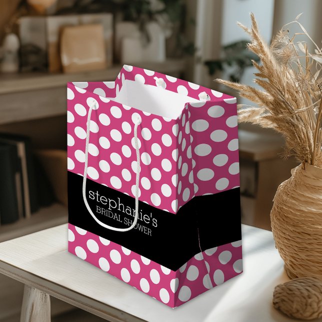 Hot Pink und Black Brautparty Preppy Pattern Kleine Geschenktüte (Custom Gift Bag)
