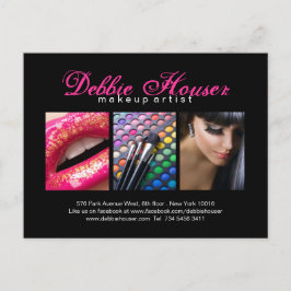 Hot Pink und Black Monogram Makeup Comp Card Postkarte