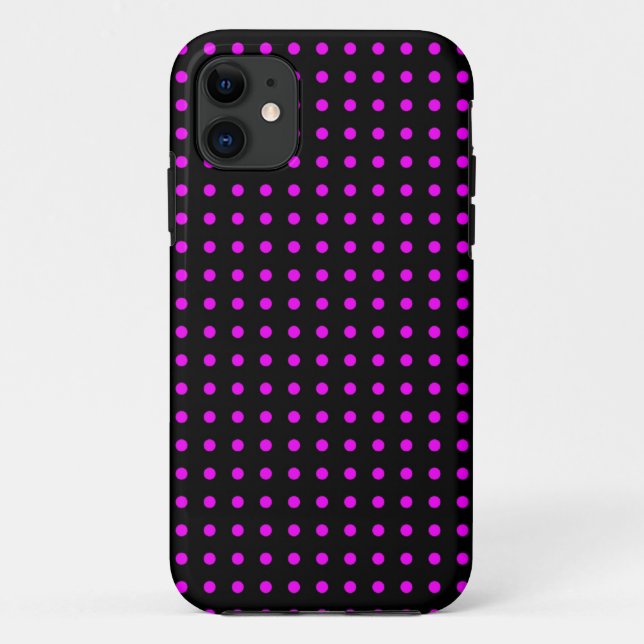 Hot Pink und Black Polka Dot Pattern Case-Mate iPhone Hülle (Rückseite)