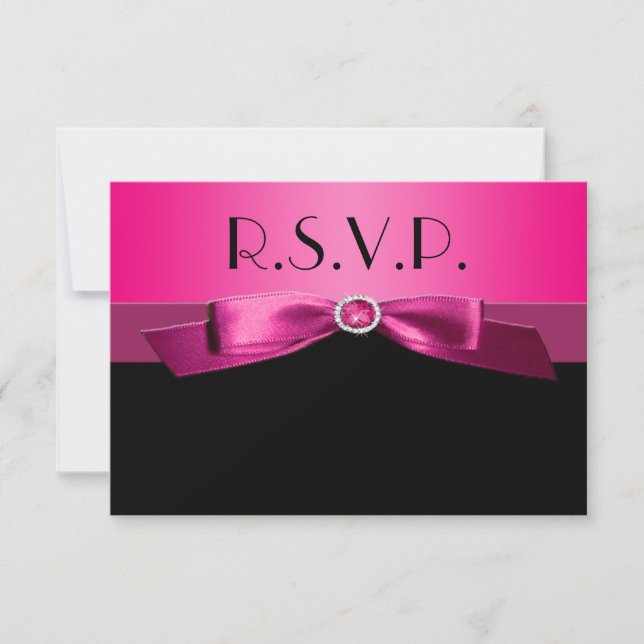 Hot-Pink- und Black-Reply-Karte RSVP Karte (Vorderseite)