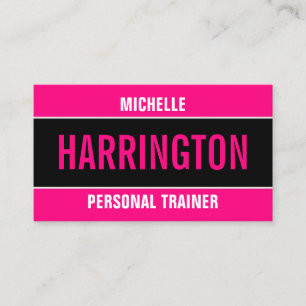 Hot Pink und Black Simple Modern Personal Trainer Visitenkarte