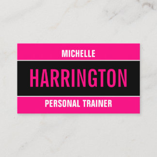 Hot Pink und Black Simple Modern Personal Trainer Visitenkarte