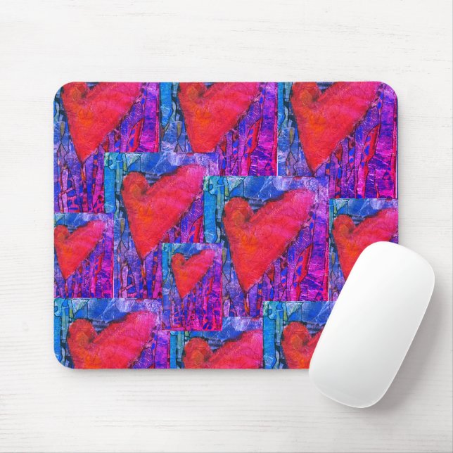 Hot Pink und Blue Multiple Hearts Mausklick Mousepad (Mit Mouse)