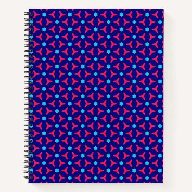Hot Pink und Blue Pattern Notebook Notizbuch (Vorderseite)