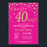 Hot Pink und Gold 40. Geburtstag Diamant Einladung<br><div class="desc">40. Geburtstag Einladung mit Hot Pink und Gold Glitzer Diamond Hintergrund. Gold Confetti. Erwachsener Geburtstag. Männer oder Frauen zum Geburtstag.
Für weitere Anpassungen klicken Sie bitte auf die Schaltfläche "Anpassen" und verwenden Sie unser Designwerkzeug,  um diese Vorlage zu ändern.</div>