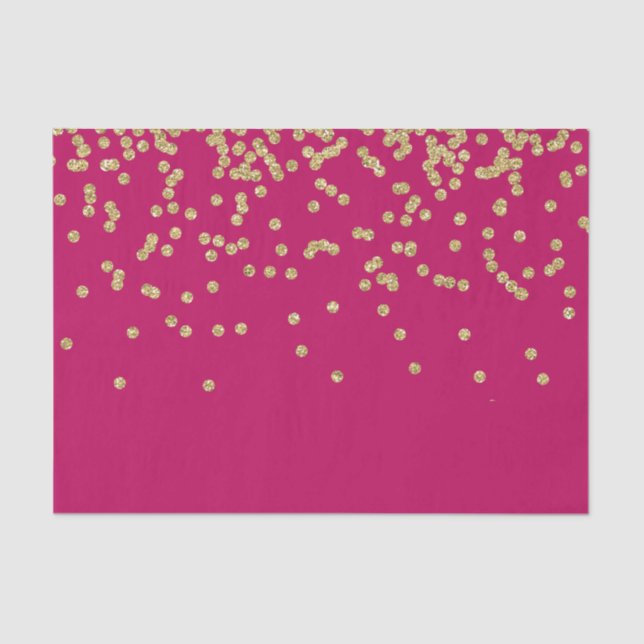 Hot Pink und Gold Confetti Seidenpapier (Vorderseite)