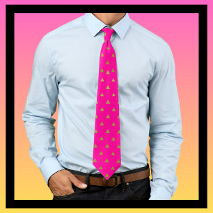 Hot Pink und Gold Dreiecke Muster Krawatte
