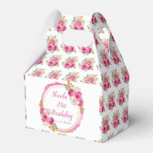 Hot Pink und Gold Elegante Blume Geburtstag Geschenkschachtel