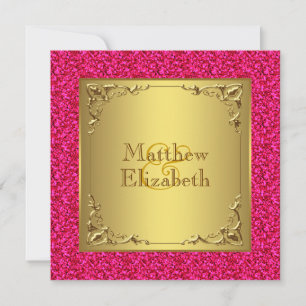 Hot Pink und Gold Hochzeit Einladung