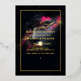 Hot-Pink- und Gold-Junggeselinnen-Abschied Folieneinladung