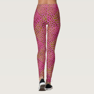 Hot Pink und Gold Moderne Tierdrucke Leggings