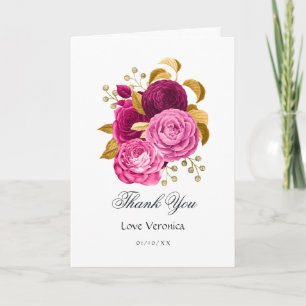 Hot Pink und Gold Quinceñera Dankeskarte