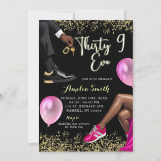 Hot Pink und Gold Sneaker Ball 39 Geburtstag Einladung