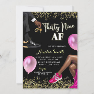 Hot Pink und Gold Sneaker Ball 39 Geburtstag Einladung