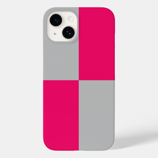 Hot Pink und Graue Farbblöcke Case-Mate iPhone Hülle (Rückseite)