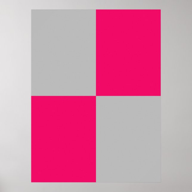Hot Pink und Graue Farbblöcke Poster (Vorne)