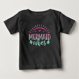 Hot Pink und Green Glitzer Mermaid Vibes Baby T-shirt